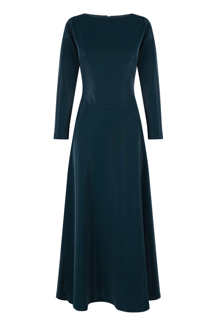 Vestido escote barco Fulgo verde oscuro