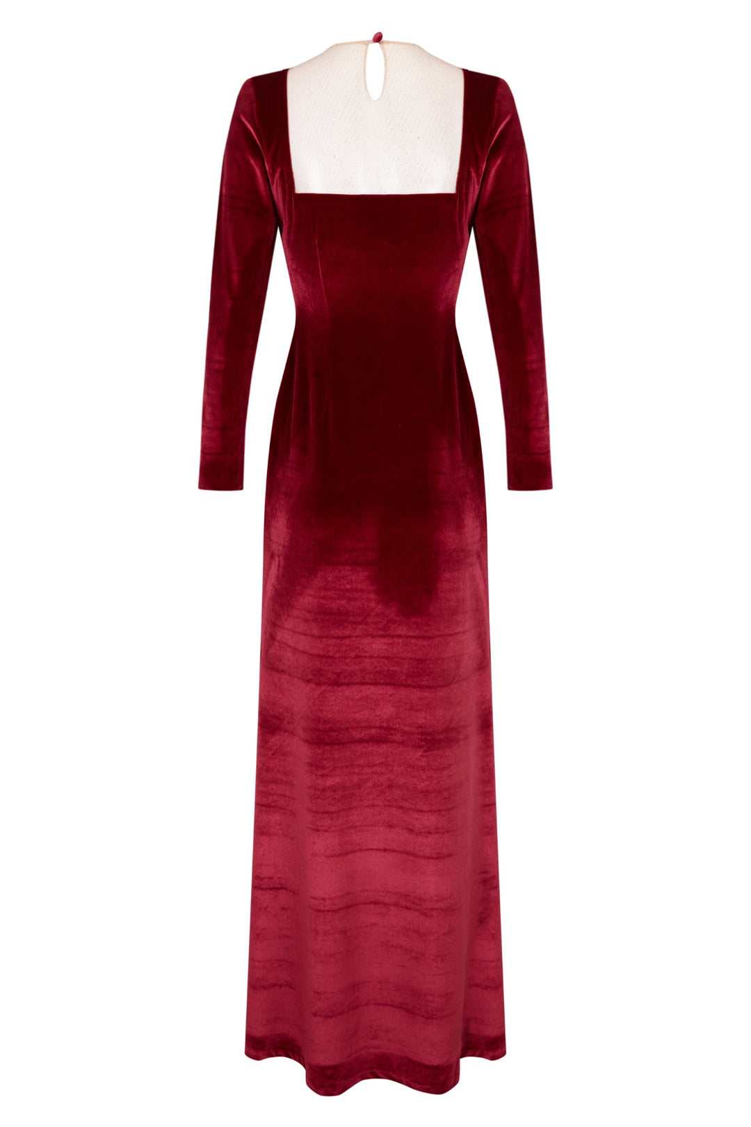 Vestido largo Eterna de terciopelo rojo burdeos