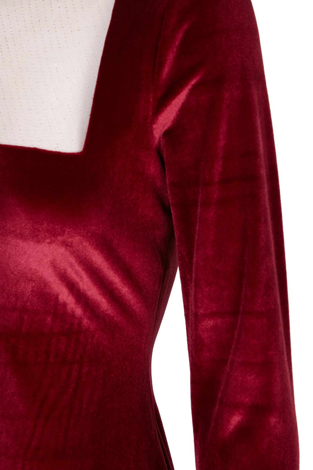 Vestido largo Eterna de terciopelo rojo burdeos