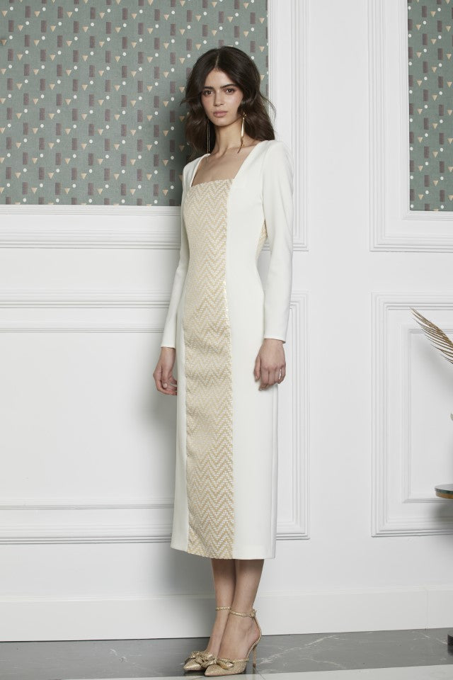 Vestido midi Umbral bicolor