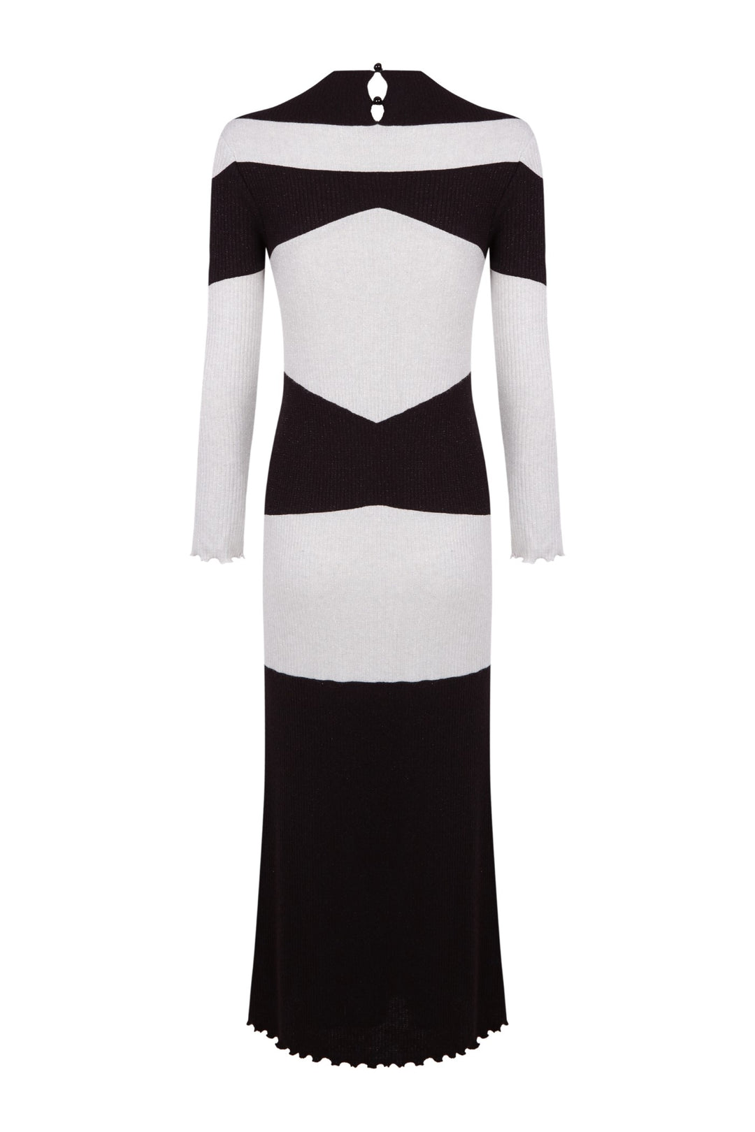 Vestido midi Magna punto negro y gris perlado