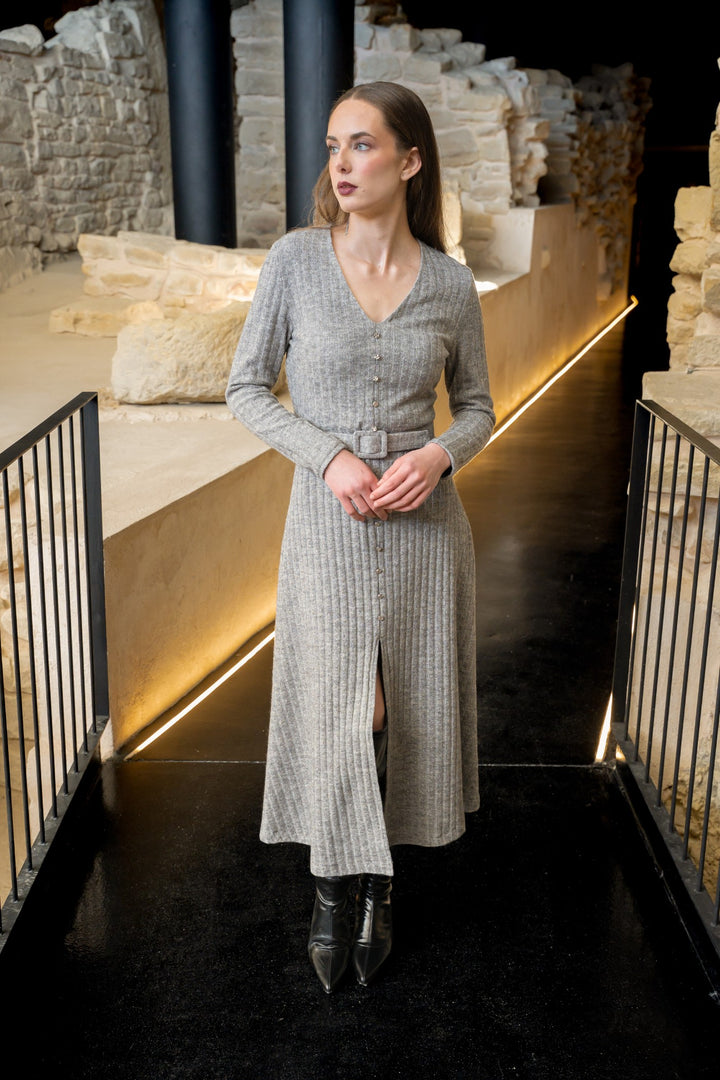 Vestido abotonado Bruma gris