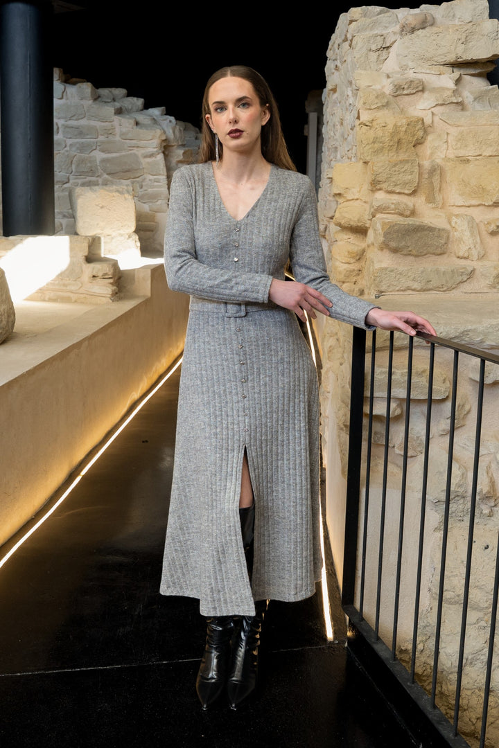 Vestido abotonado Bruma gris