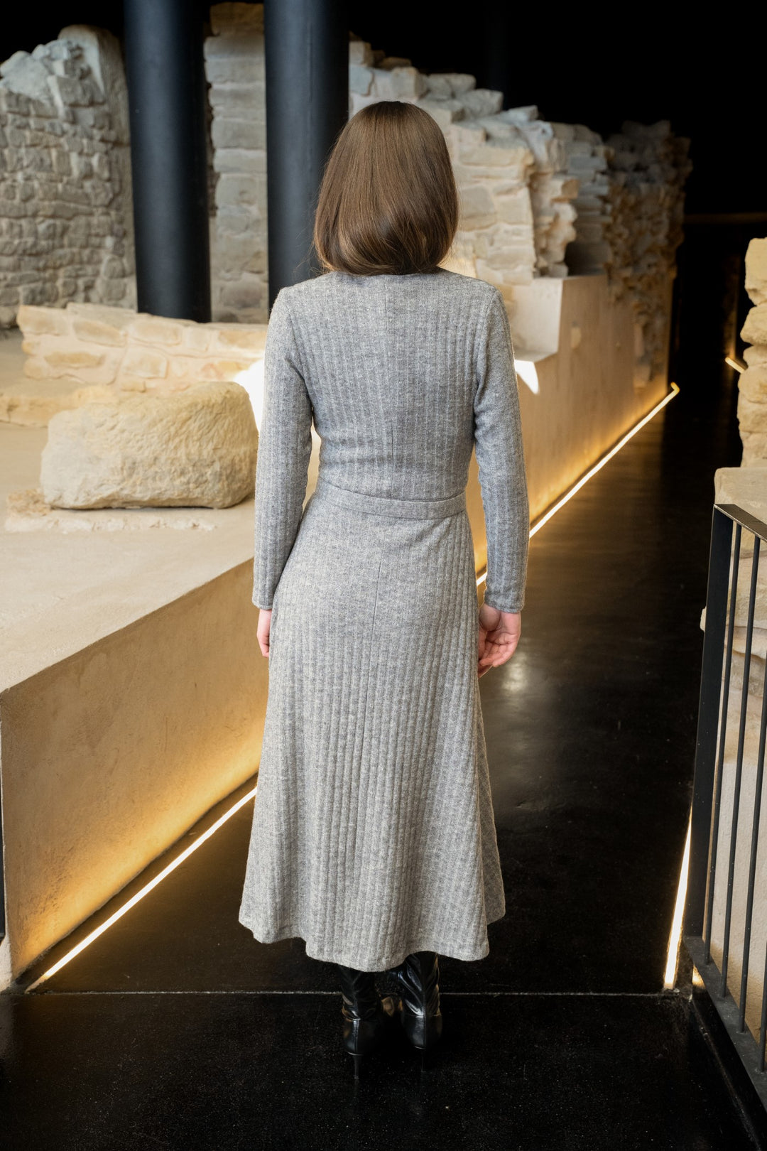 Vestido abotonado Bruma gris