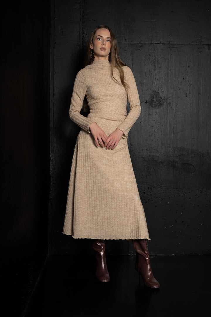 Vestido frunces Arenisca marrón