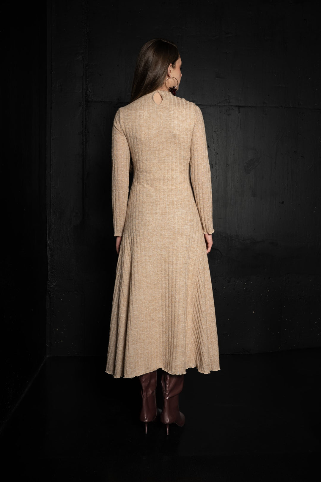 Vestido frunces Arenisca marrón