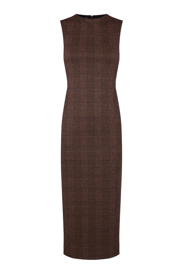 Vestido midi Vestigio de cuadro de gales marrón y negro