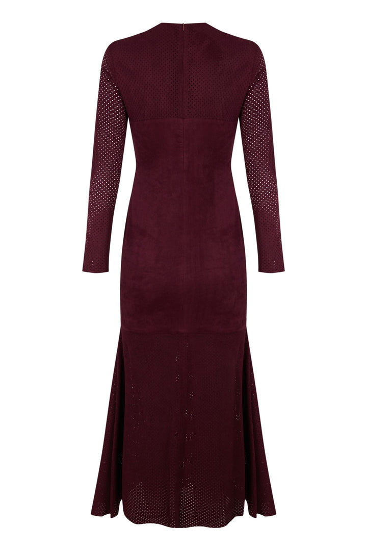 Vestido calado Obulco rojo burdeos