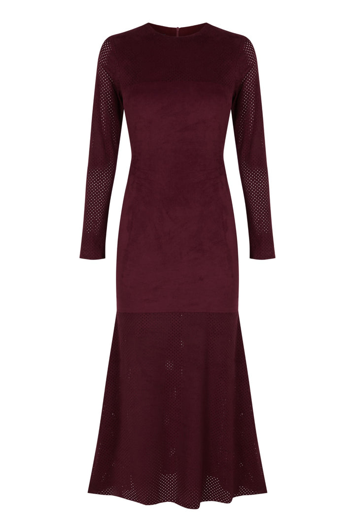 Vestido calado Obulco rojo burdeos