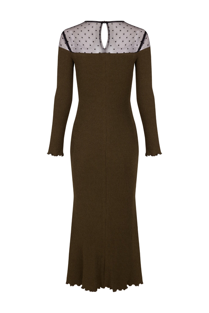 Vestido midi Serena verde caqui